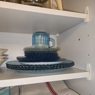 Sale Photo Thumbnail #925: Anchor hocking sapphire blue bubble glass dinnerware set