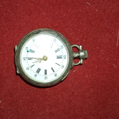 Sale Photo Thumbnail #927: Antique french silver pocket watch with floral engravings