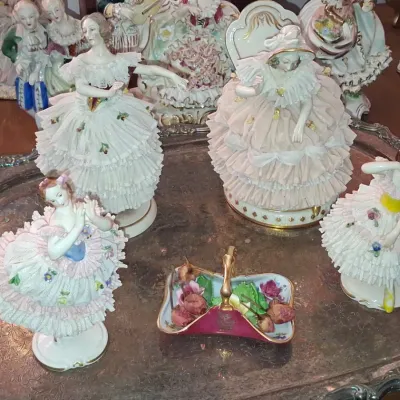 Sale Photo Thumbnail #989: Dresden lace porcelain figurines
