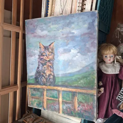 Sale Photo Thumbnail #1000: Original oil painting of a cat by t travers