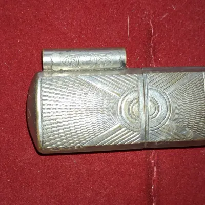 Sale Photo Thumbnail #1005: Vintage art deco sterling silver lighter with sunburst engraving