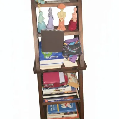 Sale Photo Thumbnail #1014: Vintage wooden library step ladder display