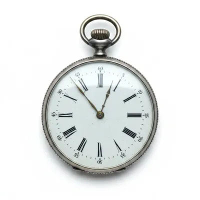 Sale Photo Thumbnail #1017: Antique silver cylinder pocket watch