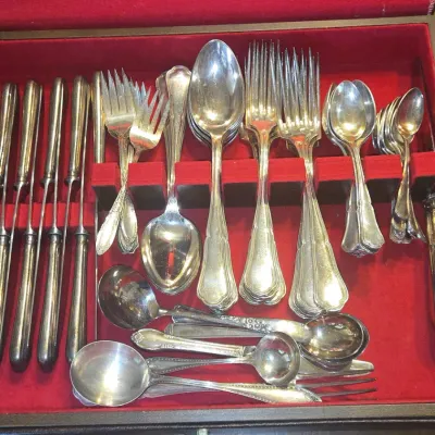Sale Photo Thumbnail #1019: Christofle spatours silver plated flatware service