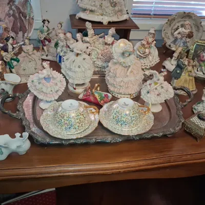 Sale Photo Thumbnail #1022: Dresden porcelain figurine collection with capodimonte accents