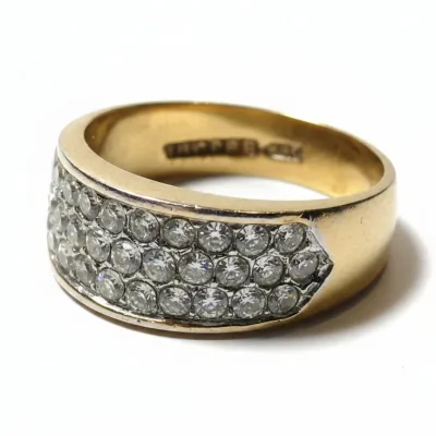 Sale Photo Thumbnail #1027: K gold plated cubic zirconia pave band ring