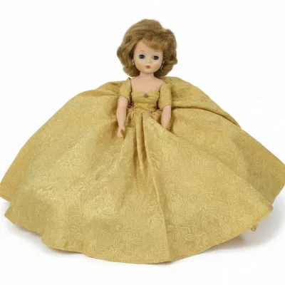 Sale Photo Thumbnail #1038: Vintage madame alexander cissy doll in golden brocade gown