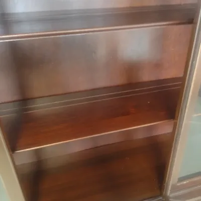 Vintage Mahogany Glass Paneled China Hutch with Lower Bowfront Storage Cabinet