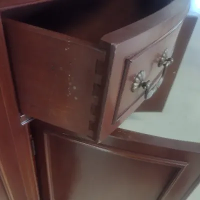 Vintage Mahogany Glass Paneled China Hutch with Lower Bowfront Storage Cabinet