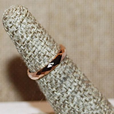 Size 5 Beveled Titanium Infinity Stainless Steel Ring on a ROSE GOLD Band (1.3g)