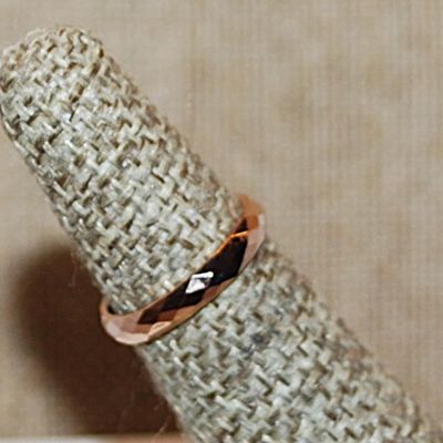 Size 5 Beveled Titanium Infinity Stainless Steel Ring on a ROSE GOLD Band (1.3g)