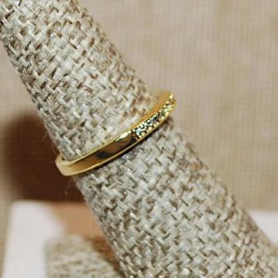 Size 7 Delicate Half Infinity Ring with Single Row of Tiny Stones on a Gold Tone Band (3.4g)