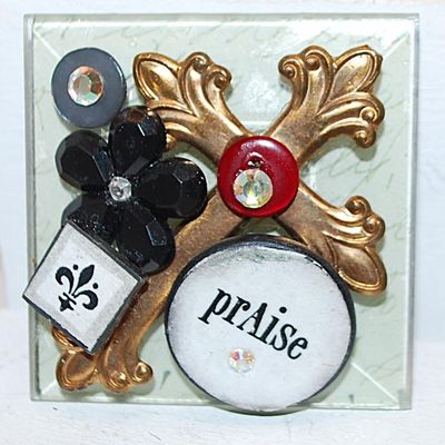 Handcrafted Spiritual CROSS BROOCH (2" x 2") on Wooden Base