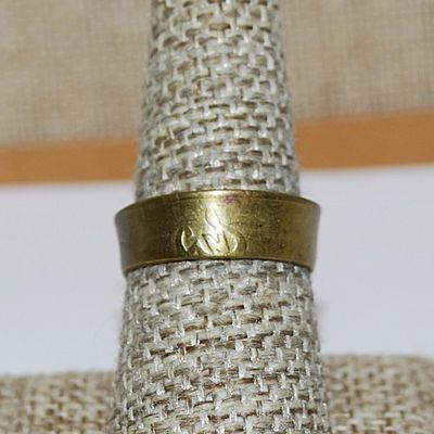 Size 8 Brass Stamped COIN RING - NO Stones (4.0g)