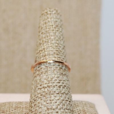 Size 7¼ Large Rectangle Champagne Colored Stone Ring & Side Accents on a Rose Gold Band (2.7g)