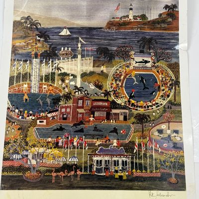 Vintage Signed Marineland Art Print by Rita Schroeder (1984)
