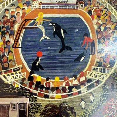 Vintage Signed Marineland Art Print by Rita Schroeder (1984)