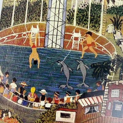 Vintage Signed Marineland Art Print by Rita Schroeder (1984)
