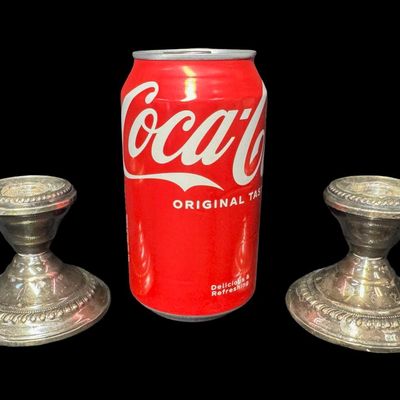 Sale Photo Thumbnail #48: These vintage pieces are attributed to the National Silver Company, or Newburyport Silver Company (both used the N.S. Co. stamp). There is age related wear, including some dents and dings. Measurement: 2 5/8”H x 2 7/8”W (each). The overall weight is 2