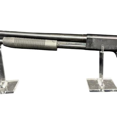 Sale Photo Thumbnail #56: This gun features a chamber size of three inches. It has a lightweight anodized aluminum alloy receiver. It shares high-parts interchangeably with the standard Mossberg 500 series. The barrel length is 18.5 inches. The overall length is 29 inches. Serial 