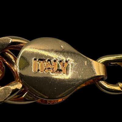 Sale Photo Thumbnail #65: This curb link bracelet has a gold vermeil wash. The clasp may need repair. Measurement: 8”L. The weight is 22.41 grams. [VY]