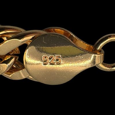 Sale Photo Thumbnail #66: This curb link bracelet has a gold vermeil wash. The clasp may need repair. Measurement: 8”L. The weight is 22.41 grams. [VY]