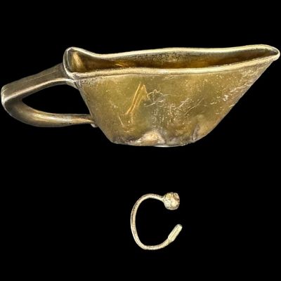 Sale Photo Thumbnail #92: Includes a crushed Gorham Sterling baby cup, and more. Total weight is 78.30 grams. Silver content of some pieces was confirmed with testing. [CB]