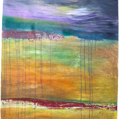 Sale Photo Thumbnail #123: Includes two contemporary paintings on canvas. The artists are Robert Irving and Jenny Berry. These are unframed. Each measures 24” x 36”, or larger. Pre-auction estimate: $100-$200. [RS]