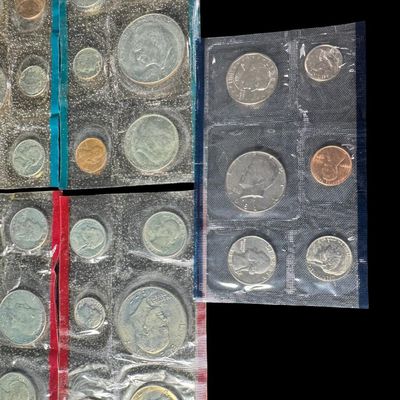 Sale Photo Thumbnail #131: Includes one 1977, one 1979, and three 1981 Philadelphia Mint sets; and three 1977, one 1979, and two 1981 Denver Mint sets. Total of 11 sets. These are missing the envelopes. [RS]