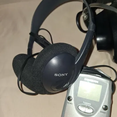 Vintage Portable Audio Lot - Sangean DT-210 Radio, Sony MDR-201 & Stereophones by Koss Headphones