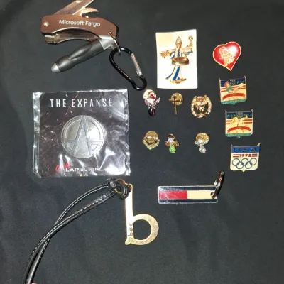 Vintage Pin & Keychain Lot - The Expanse OPA, 1992 USA Olympic, Tommy Hilfiger