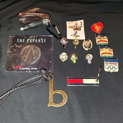 Vintage Pin & Keychain Lot - The Expanse OPA, 1992 USA Olympic, Tommy Hilfiger
