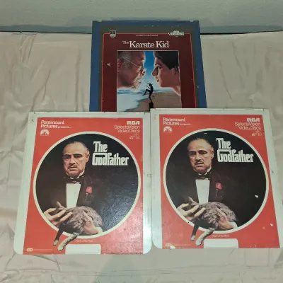 Vintage RCA SelectaVision CED Videodisc Lot - The Godfather & The Karate Kid