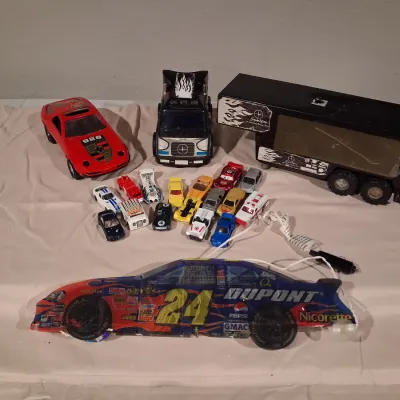 Vintage Toy Car Lot - Jeff Gordon #24 RC, Porsche 928, Truck Hauler, 13+ Diecast