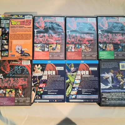 Dragon Ball Z & GT DVD/Blu-ray Lot of 7 with Yu-Gi-Oh Movie + DBZ Snapback Hat