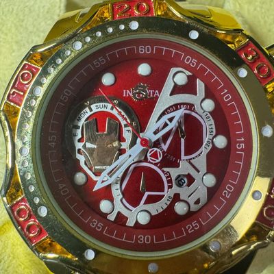 Sale Photo Thumbnail #160: Modeled after the Invicta Reserve Venom, model number 27175/27176. This features a distinctive bright red dial detailed with sub-dial linework mimicking Tony Stark’s technology. Includes the original box. [RS]