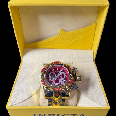 Sale Photo Thumbnail #158: Modeled after the Invicta Reserve Venom, model number 27175/27176. This features a distinctive bright red dial detailed with sub-dial linework mimicking Tony Stark’s technology. Includes the original box. [RS]