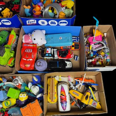 Sale Photo Thumbnail #200: Includes action figures, airplanes, cars, farm animals, monster trucks, and more. Total of 100+ pieces. Some are vintage. [RS]