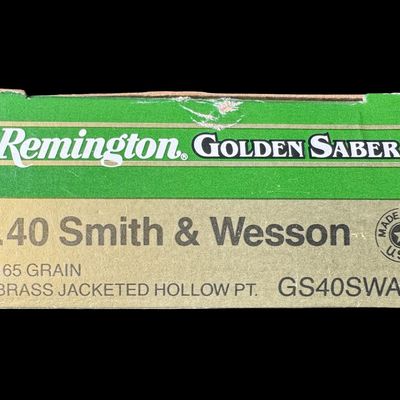 Sale Photo Thumbnail #211: Includes an unopened box of Winchester .40 S&W, 165 grain, full metal jacket ammo (100 rounds); 36 rounds of Norma .32 auto, 73 grain, full metal jacket ammo; and 5 rounds of Remington .40 S&W, 165 grain, hollow point ammo. Total of 141 rounds. NO SHIPPIN