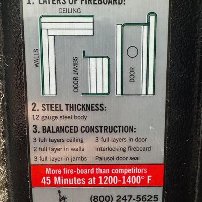 Sale Photo Thumbnail #218: This Liberty safe was marketed by Gander Mountain. It is built as part of Liberty’s high-capacity line, such as the Fatboy Jr. It holds up to 48 long guns. It is rated for 80,000 BTUs or 45 minutes of fire protection at 1200 degrees Fahrenheit. Measurem