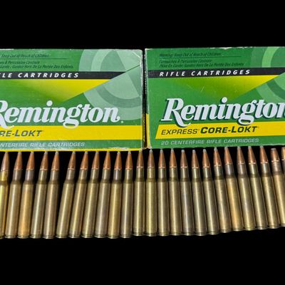 Sale Photo Thumbnail #220: Includes two full boxes of 20 rounds each of 30-06 Springfield, 150 grain Core-Lokt PSP ammo; and 25 assorted 30-06 rounds. Total of 65 rounds. NO SHIPPING ON AMMUNITION. [CS]
