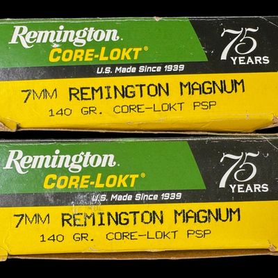 Sale Photo Thumbnail #225: Includes two boxes of 20 rounds of Remington 7mm REM Mag, 140 grain, Core-Lokt PSP ammo. Total of 40 rounds. NO SHIPPING ON AMMUNITION. [CS]