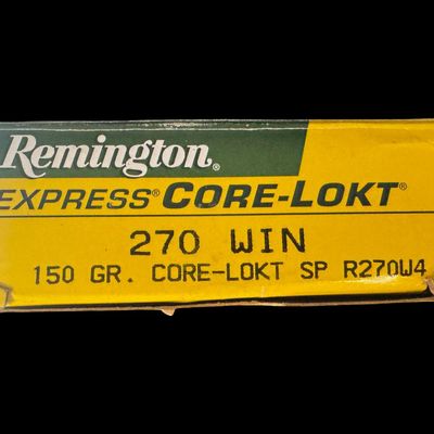 Sale Photo Thumbnail #229: Includes a full box of 20 rounds of Remington 270 WIN, 150 grain Core-Lokt SP ammo; a full box of 50 rounds of TulAmmo .30 carbine, 110 grain, full metal jacket ammo; a full box of 50 rounds of .30 caliber carbine military ammo; 35 rounds of Winchester .1