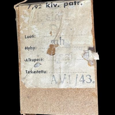 Sale Photo Thumbnail #239: Includes a WW2-era ammo belt with eleven 5-round clips, and 22 assorted rounds. Total of 77 rounds of 7.92x57mm Mauser (8mm). The P-code on some of these rounds implies that they are WW2 Nazi Germany Mauser ammunition. NO SHIPPING ON AMMUNITION. [CS]