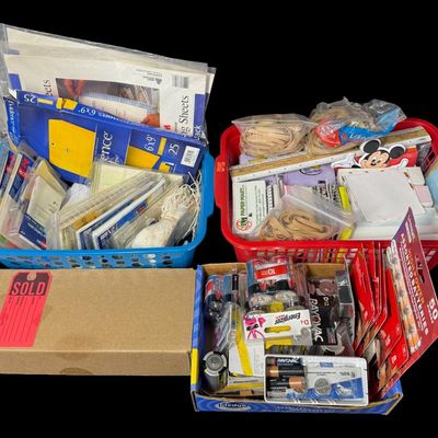 Sale Photo Thumbnail #253: Includes batteries, labels, Post-Its, SD cards, laminating sheets, and more. [RS]