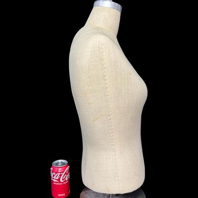 Sale Photo Thumbnail #285: This features a brushed steel base and cloth covered torso. There is some discoloration from age. It adjusts from 28” to 44” tall. [RS]