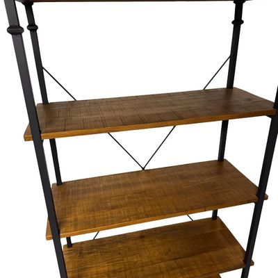 Sale Photo Thumbnail #339: This has wood shelves and a black metal frame. Measurement: 72”H x 39.5”W x 15”D. [RS]