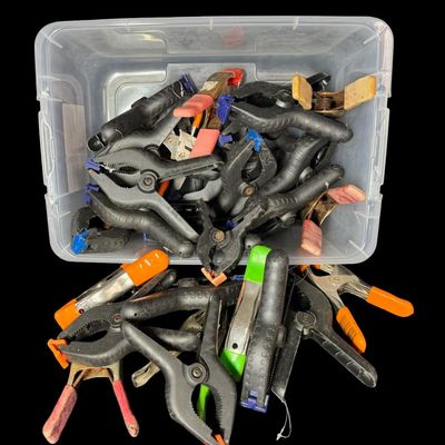 Sale Photo Thumbnail #368: Includes 20+ spring clamps, with metal or plastic construction. Makers include Irwin, Pony, and more. [RS]