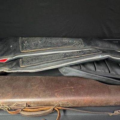 Sale Photo Thumbnail #380: Includes cloth, faux leather, rigid case, and more. Total of five pieces. There is age and use related wear. [RS]