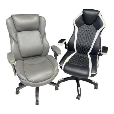 Sale Photo Thumbnail #411: These chairs show signs of wear in areas, including flaking and some wobble. Total of two chairs. You are bidding on the two chairs pictured. [RS]